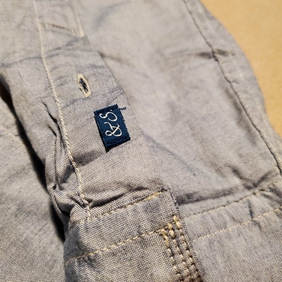 Scotch & Soda Small Long Sleeve Button-down Cotton Blue Frayed Banded Collar - Picture 4 of 9